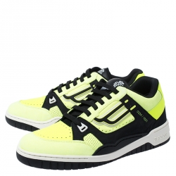 Pre Owned Bally Black/Green Suede and Leather Lace Low Top Sneakers Size 43