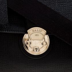 Bally Black Textured Leather Briefcase Laptop Bag