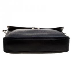 Bally Black Textured Leather Briefcase Laptop Bag