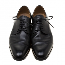 Pre Owned Bally Black Leather Derby Oxfords Lace Up Size 44