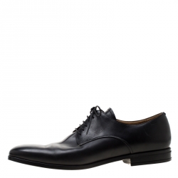 Pre Owned Bally Black Leather Derby Oxfords Lace Up Size 44