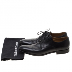 Pre Owned Bally Black Leather Derby Oxfords Lace Up Size 44