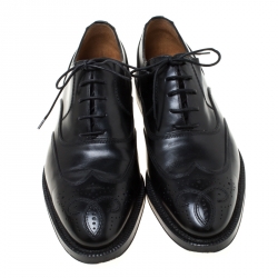 Bally Black Leather Wingtip Lace Up Oxfords Size 41