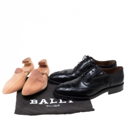 Bally Black Leather Wingtip Lace Up Oxfords Size 41