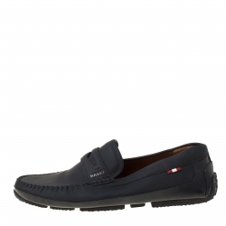 Bally Black Leather Pavel Driving Loafers Size 44