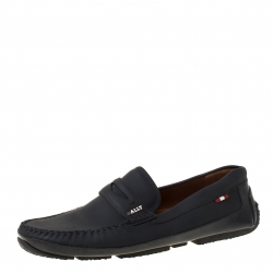 Bally Black Leather Pavel Driving Loafers Size 44