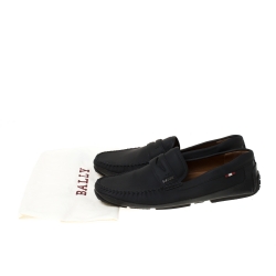 Bally Black Leather Pavel Driving Loafers Size 44