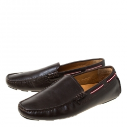 Bally Brown Leather Wakos Slip On Loafers Size 41