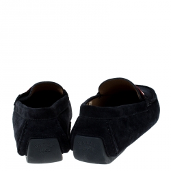 Pre Owned Bally Black Suede Wabler Slip On Loafers Size 41.5