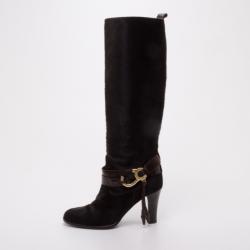 Pre Owned Bally Brown Pony Hair Boots Size 36.5