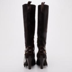 Pre Owned Bally Brown Pony Hair Boots Size 36.5
