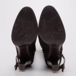 Pre Owned Bally Brown Pony Hair Boots Size 36.5