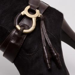 Pre Owned Bally Brown Pony Hair Boots Size 36.5