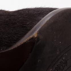 Pre Owned Bally Brown Pony Hair Boots Size 36.5