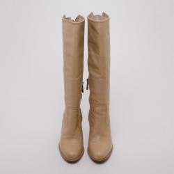 Bally Beige Leather Western Boots Size 36
