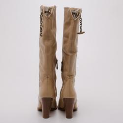 Bally Beige Leather Western Boots Size 36