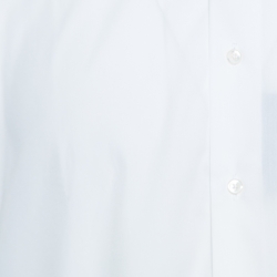 Pre Owned Balmain White Striped Cotton Long Sleeve Button Front Two Ply Shirt L