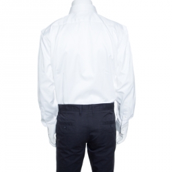 Pre Owned Balmain White Cotton Long Sleeve Button Front Two Ply Shirt L