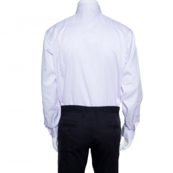 Pre Owned Balmain Purple Striped Cotton Long Sleeve Compact Spun Yarn Two Ply Shirt L