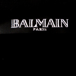 Pre Owned Balmain Black Knit Leather Trim Zip Front Hooded Jacket XL