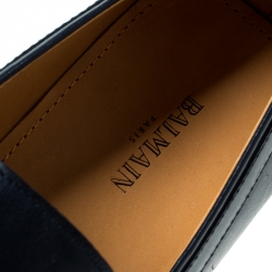 Pre Owned Balmain Blue Leather Loafers Size 42