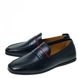 Pre Owned Balmain Blue Leather Loafers Size 42