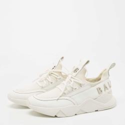 Balmain White Leather and Mesh Low Top Sneakers Size 39