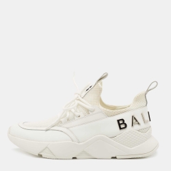 Balmain White Leather and Mesh Low Top Sneakers Size 39