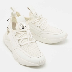 Balmain White Leather and Mesh Low Top Sneakers Size 39