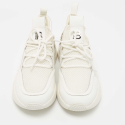 Balmain White Leather and Mesh Low Top Sneakers Size 39
