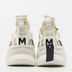 Balmain White Leather and Mesh Low Top Sneakers Size 39
