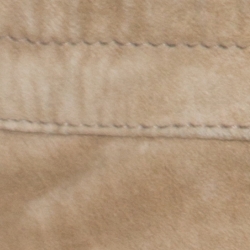 Pre Owned Balmain Beige Lambskin Leather Ribbed Panel Detail Moto Pants L