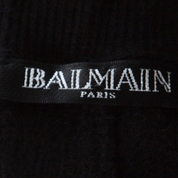 Balmain Black Cotton and Velvet Side Paneled Biker Jogger Pants L
