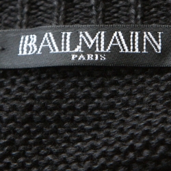 Balmain Black Linen Knit Shoulder Button Detail Sweater L 