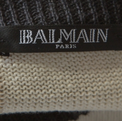 Pre Owned Balmain Tricolor Linen Blend Rip Detail Union Jack  Sweater L