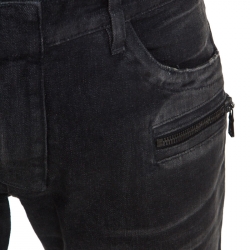 Pre Owned Balmain Grey Cotton Denim Biker Jeans L