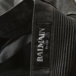 Pre Owned Balmain Grey Cotton Denim Biker Jeans L