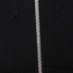 Pre Owned Balmain Black Cotton Embroidered Patch Detail Hooded Jacket M