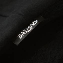 Pre Owned Balmain Black Cotton Embroidered Patch Detail Hooded Jacket M
