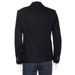 Pre Owned Balmain Black Cashmere Shawl Lapel Open Front Blazer L