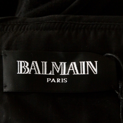 Pre Owned Balmain Black Cashmere Shawl Lapel Open Front Blazer L