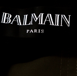 Pre Owned Balmain Olive Green Cotton Linen Zip Front Jacket M