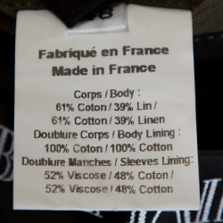 Pre Owned Balmain Olive Green Cotton Linen Zip Front Jacket M