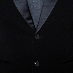 Pre Owned Balmain Black Wool Two Buttoned Tuxedo Jacket M