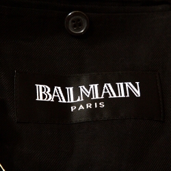 Pre Owned Balmain Black Wool Two Buttoned Tuxedo Jacket M