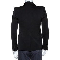 Pre Owned Balmain Black Wool Two Buttoned Tuxedo Jacket M