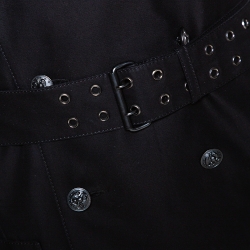 Pre Owned Balmain Black Cotton Belted Double Breasted Coat M