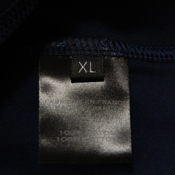 Pre Owned Balmain Midnight Blue Logo Print Cotton Short Sleeve T-Shirt XL