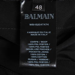 Pre Owned Balmain Black Synthetic Zipper Detail Jogger Trousers M