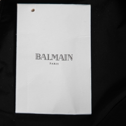 Pre Owned Balmain Black Synthetic Zipper Detail Jogger Trousers M